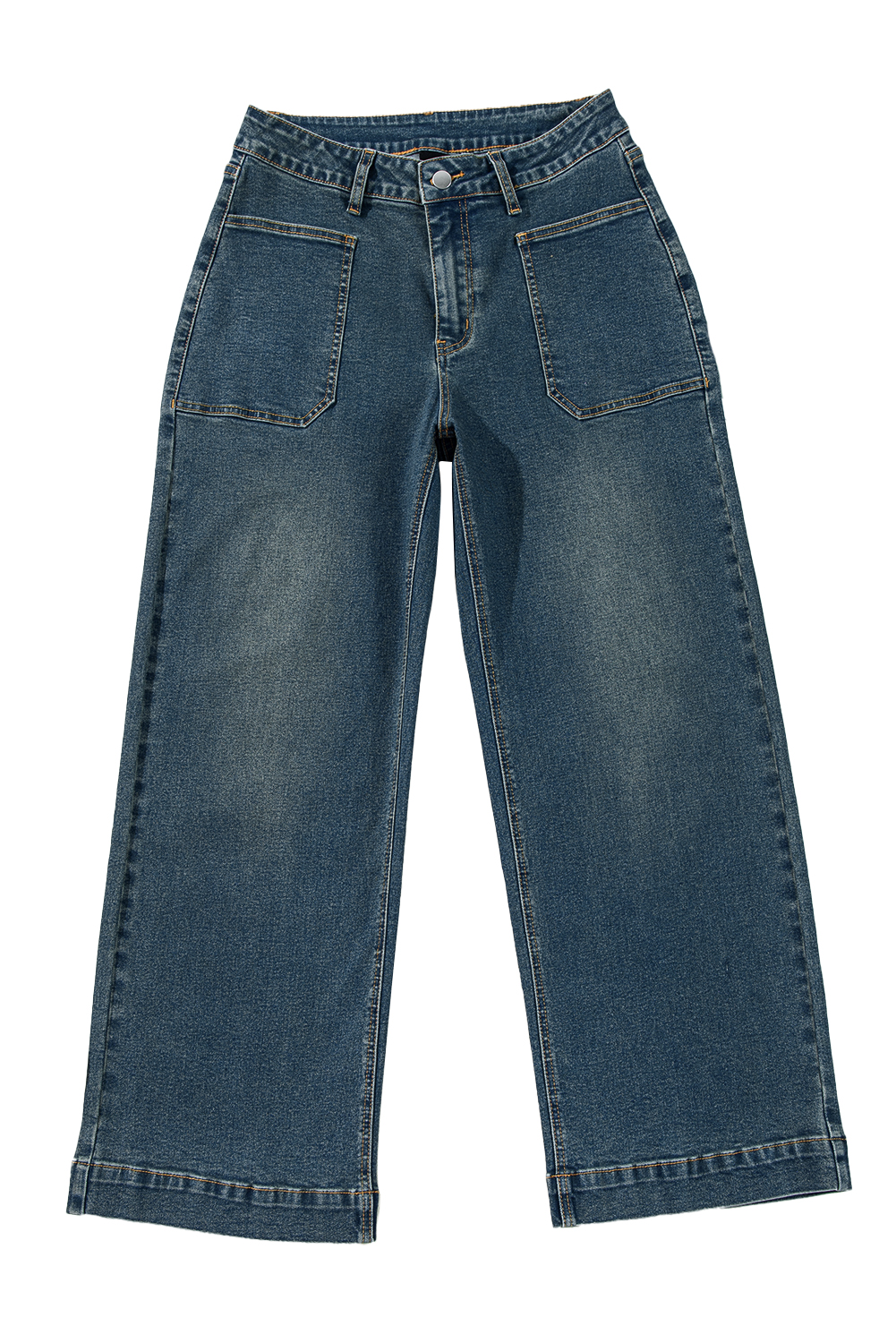 Real Teal Square Patch Pocket High Rise Shift Jeans - loveforevers