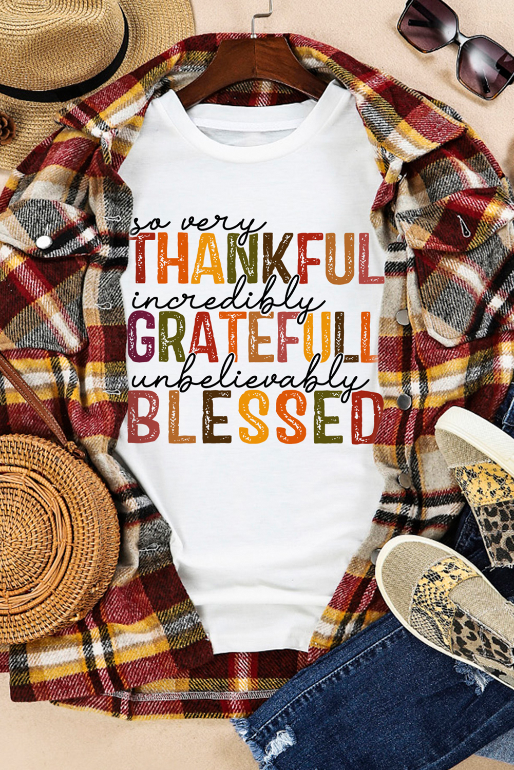 White Thanksgiving Slogan Print Crew Neck T Shirt - loveforevers