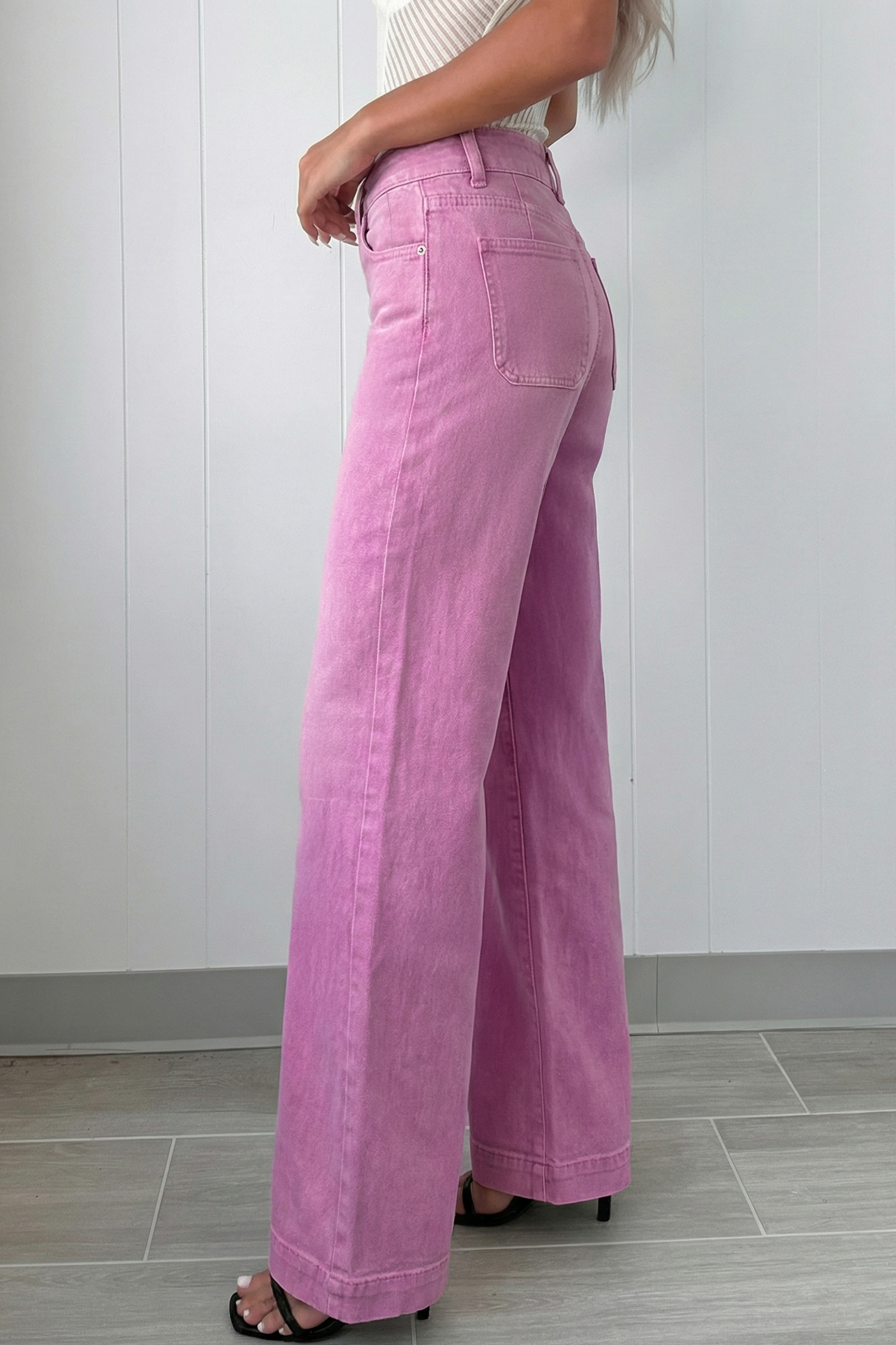 Bonbon 2-Button High Waist Flared Bottom Jeans - loveforevers