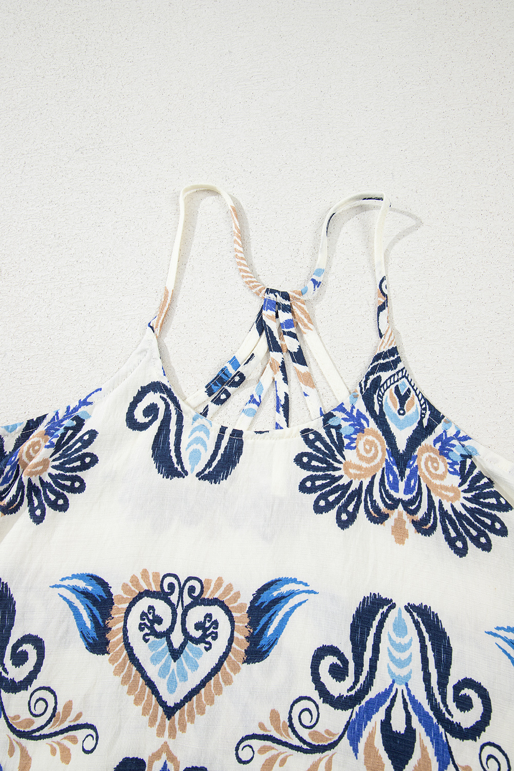 Blue Bohemian Fashion Print Spaghetti Straps Loose Tank - loveforevers