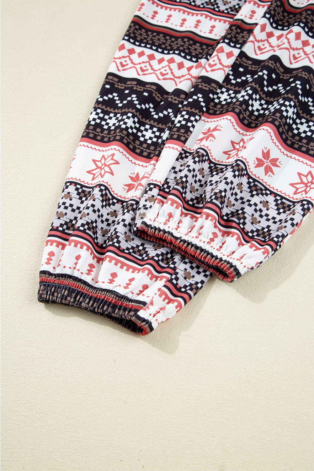 Black Retro Christmas Pattern Loose Pullover 2pcs Lounge Pant Set - loveforevers