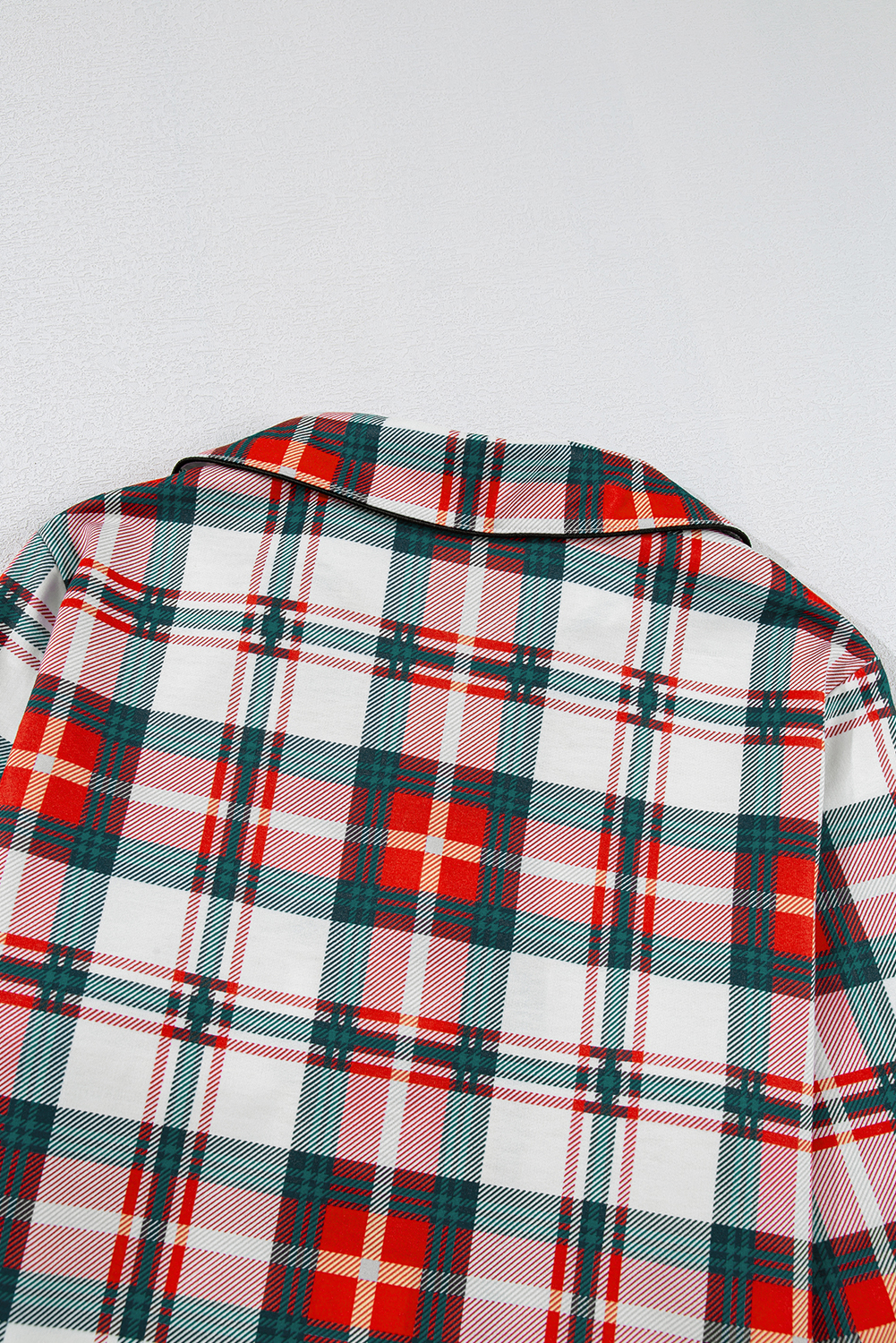 Red Christmas Plaid Print Two Piece Long Sleeve Pajamas Set - loveforevers