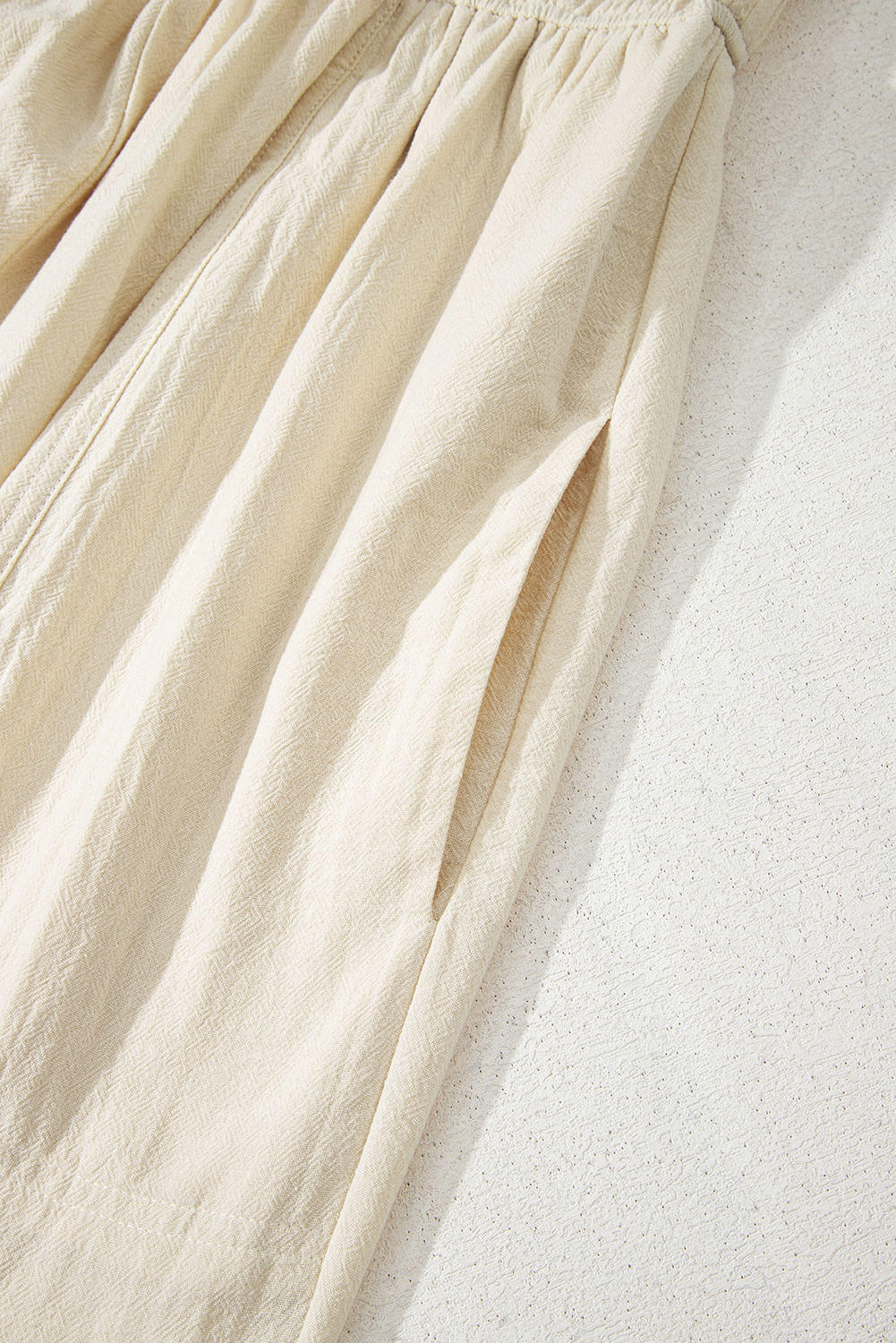 Beige Ruched High Waist Sleeveless Wide Leg Jumpsuit - loveforevers