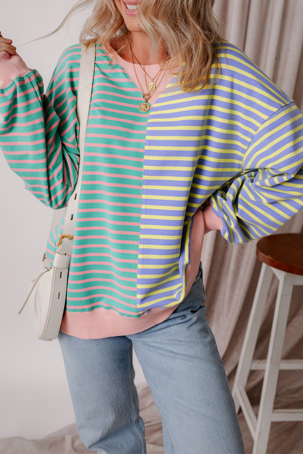 Colorblock Drop Shoulder Oversize Sweatshirt - loveforevers