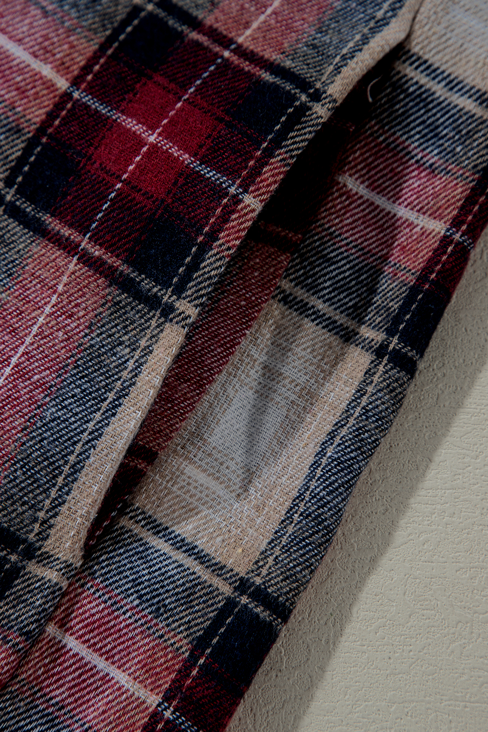 Red Plaid Print Chest Pocket Buttoned Hooded Shacket - loveforevers