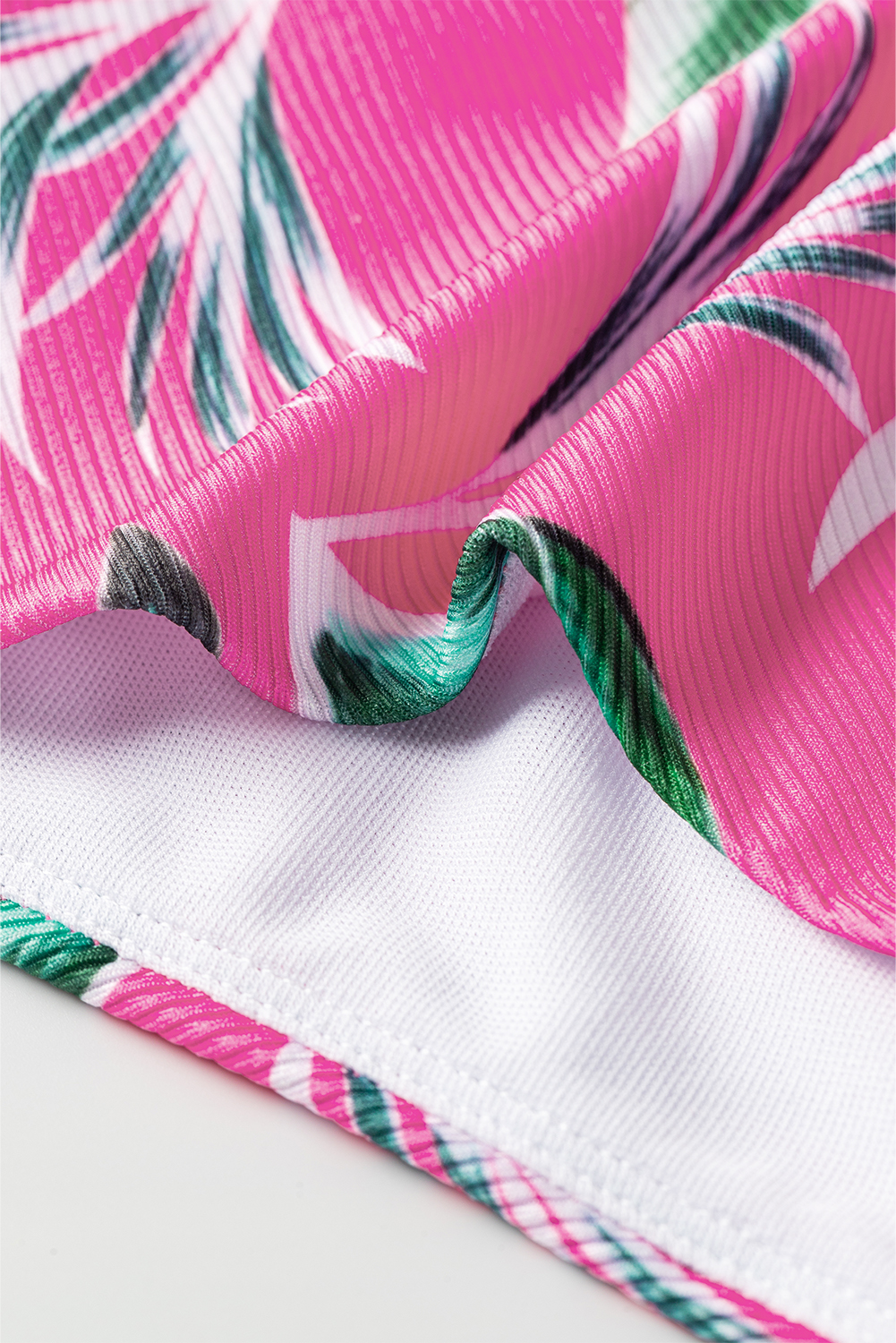 Rose Tropical Print Textured Bikini Bottoms - loveforevers