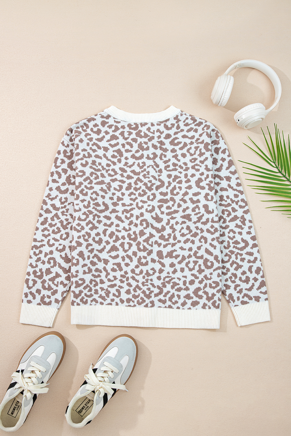 Black Leopard Drop Shoulder Chunky Knitted Cardigan Sweater - loveforevers