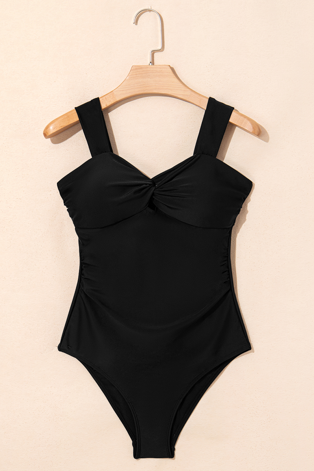 Black Cut out Twist Bowknot Backless One Piece Swimsuit - loveforevers