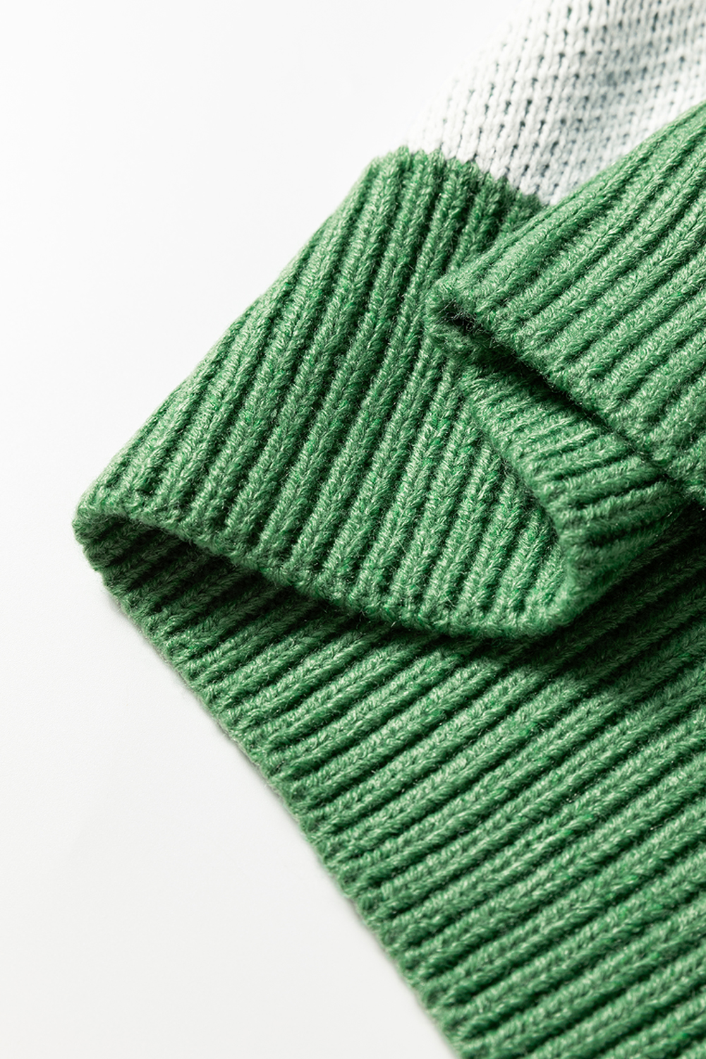 Mist Green Checkered Pattern Polo Collar Loose Sweater - loveforevers