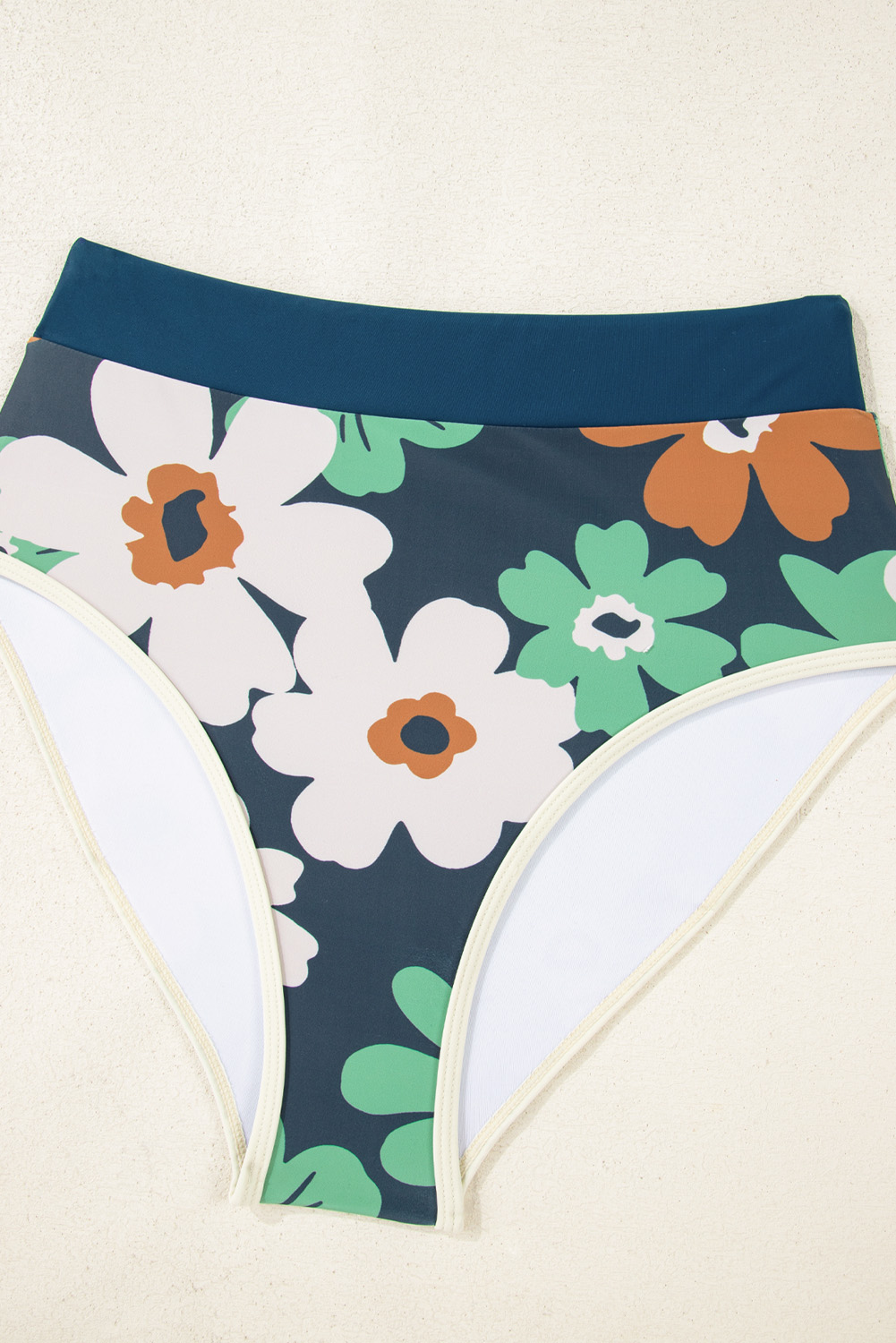Blue Flower Zip up Racerback High Waisted Bikini - loveforevers