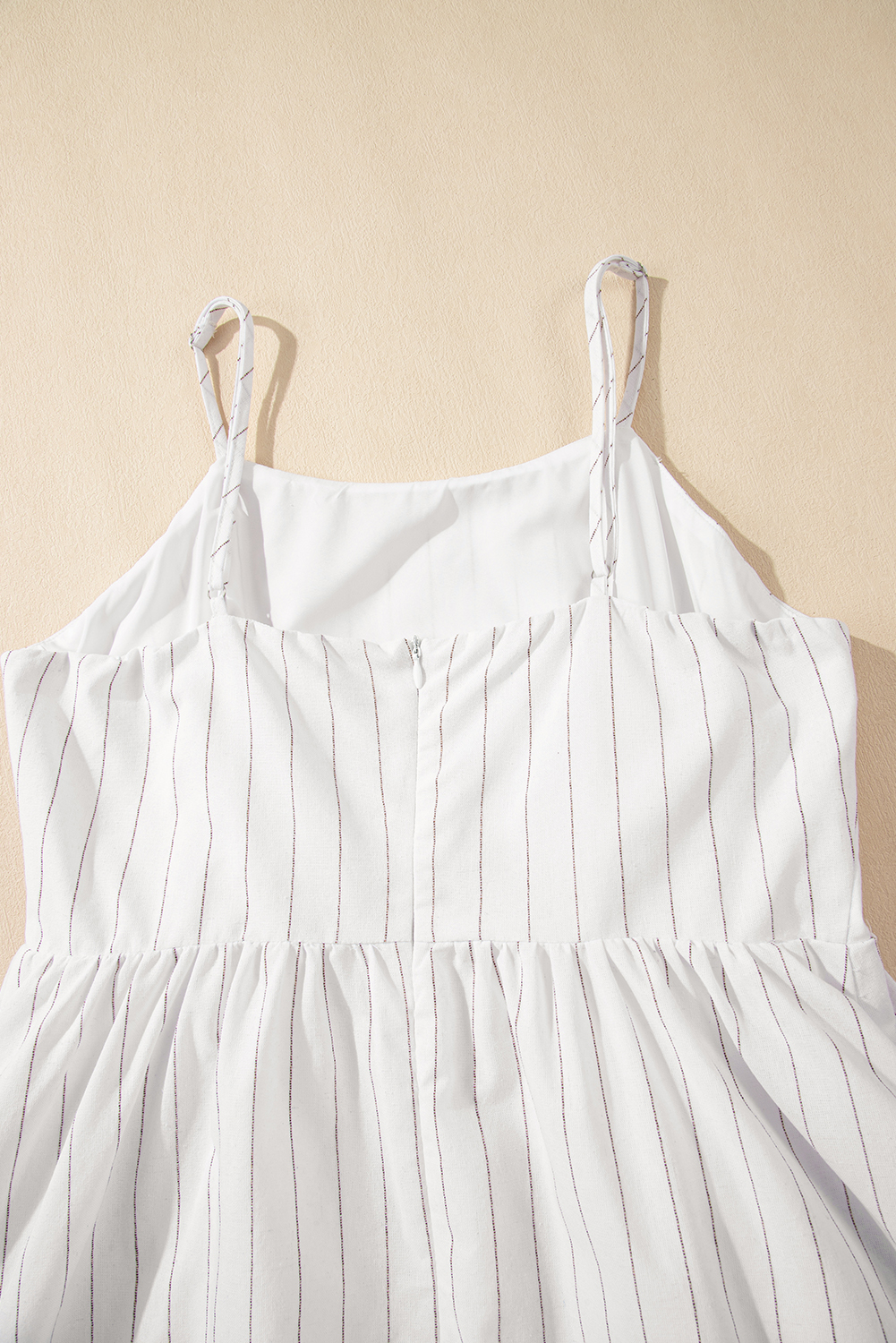 Beige Stripe Spaghetti Strap Pocketed High Waist Maxi Dress - loveforevers