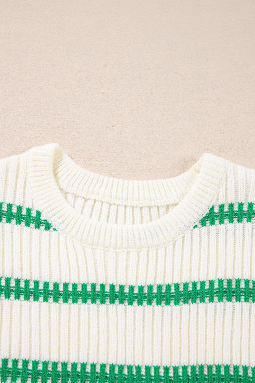 Bright Green Striped Round Neck Casual Sweater Vest - loveforevers
