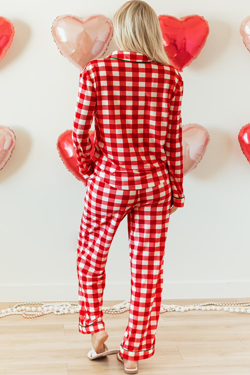 Fiery Red Christmas Plaid Print Shirt and Pants Pajama Set - loveforevers
