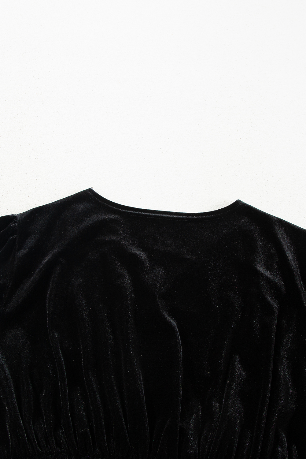 Black Velvet Long Sleeve Surplice High Waist Mini Dress - loveforevers