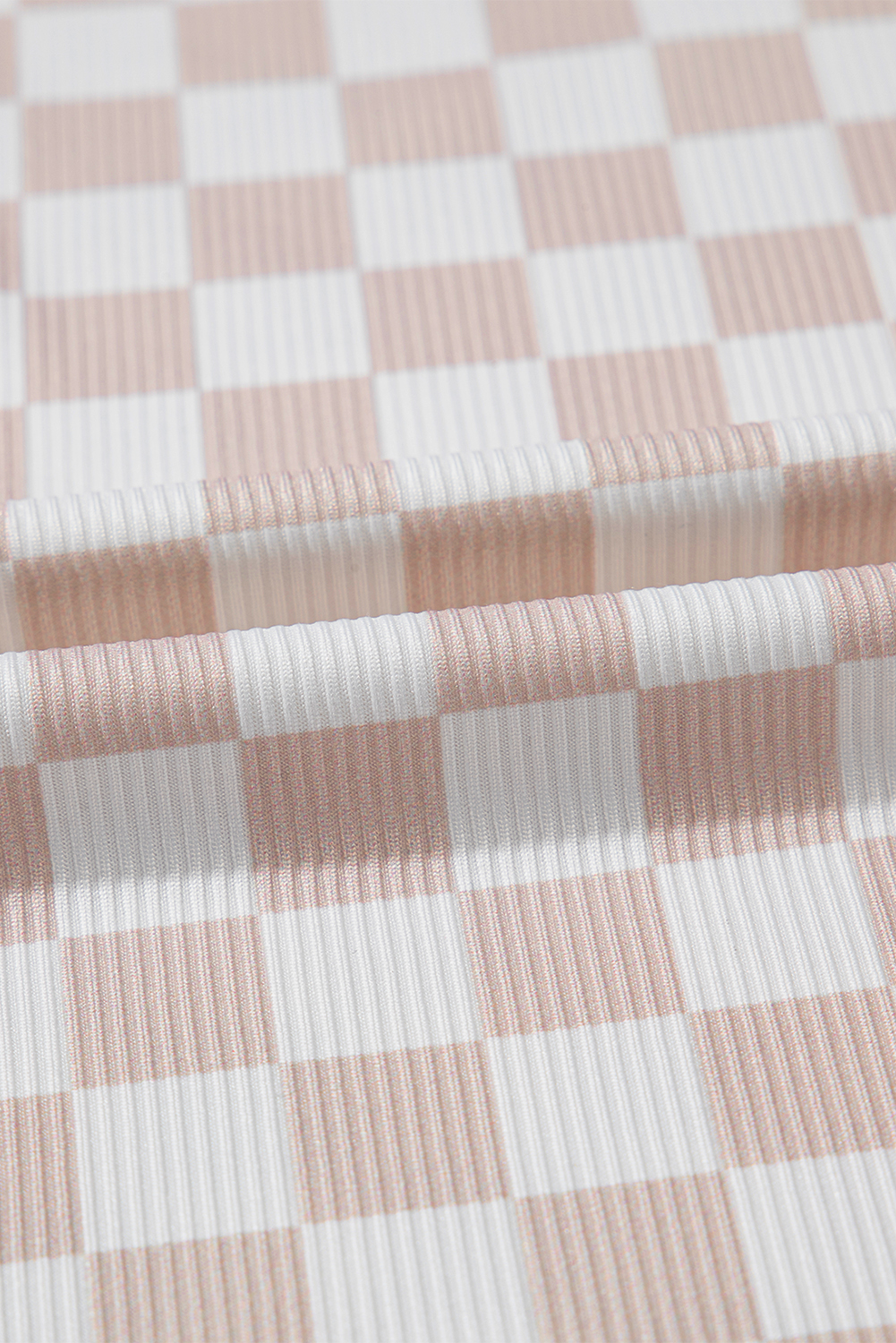 White Ribbed Texture Checkered Print 2pcs Tank and Pants Set - loveforevers