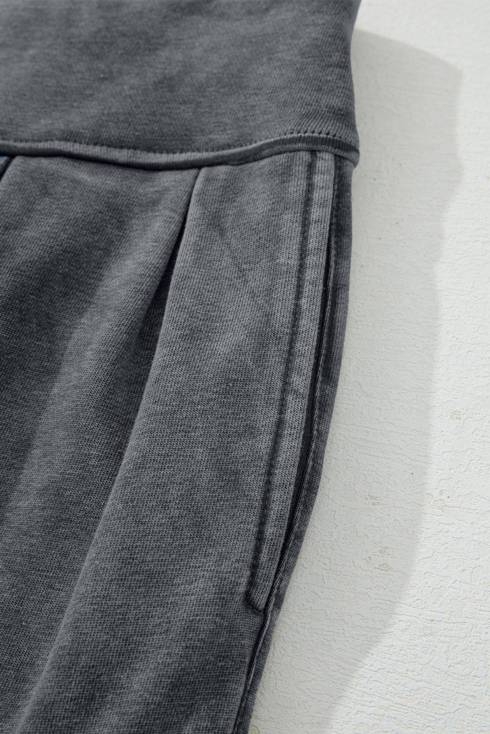Medium Grey Mineral Wash Jogger Style High Waist Casual Pants - loveforevers