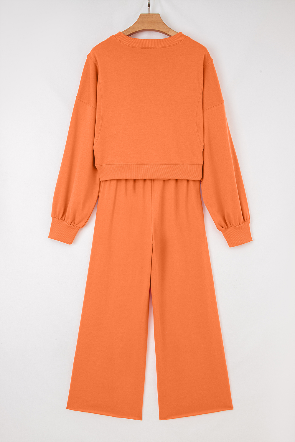 Bright Green Drop Shoulder Puff Sleeve Crop Pullover Drawstring Wide Leg Pants Set - loveforevers