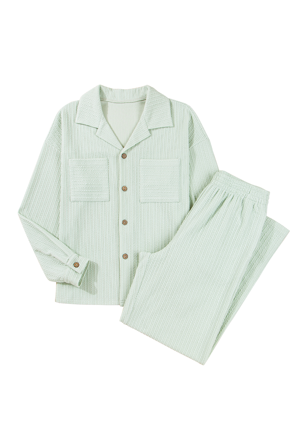 Clearly Aqua Textured Patched Chest Pocket Shirt and Pants Set - loveforevers