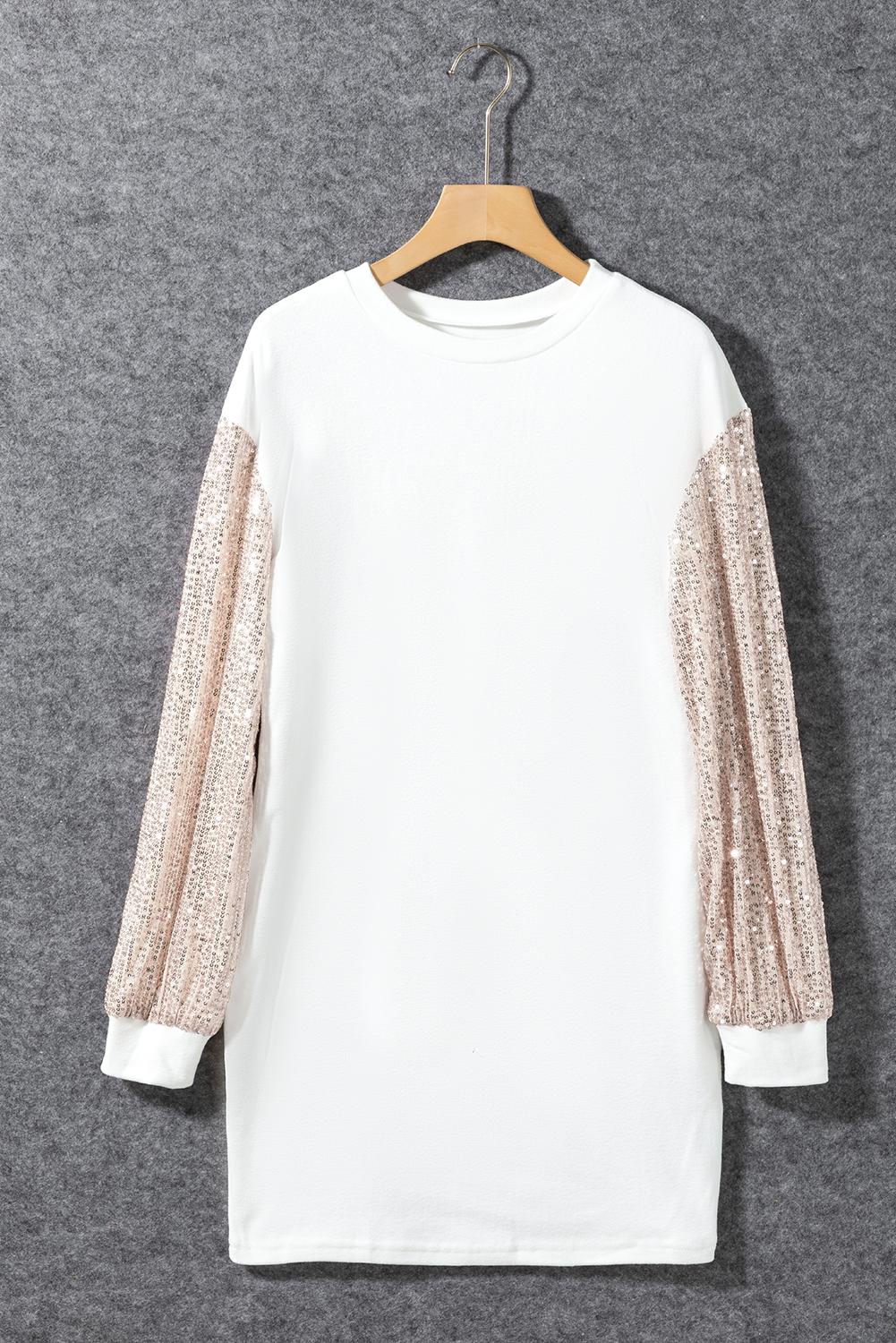 White Sequin Puff Sleeve Shift Mini Dress - loveforevers