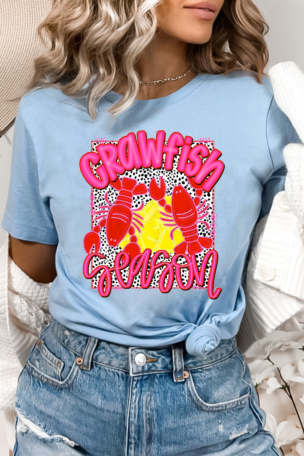 Light Blue Crawfish Season Fashion Graphic T Shirt - loveforevers