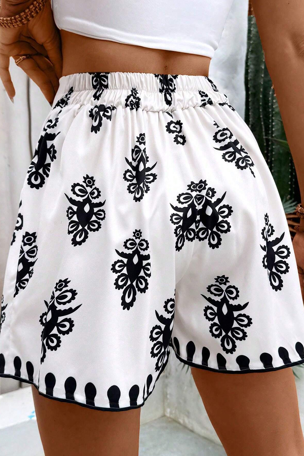 Beige Geometric Printed Sleeveless Hollowed Bowknot Back Mini Dress - loveforevers