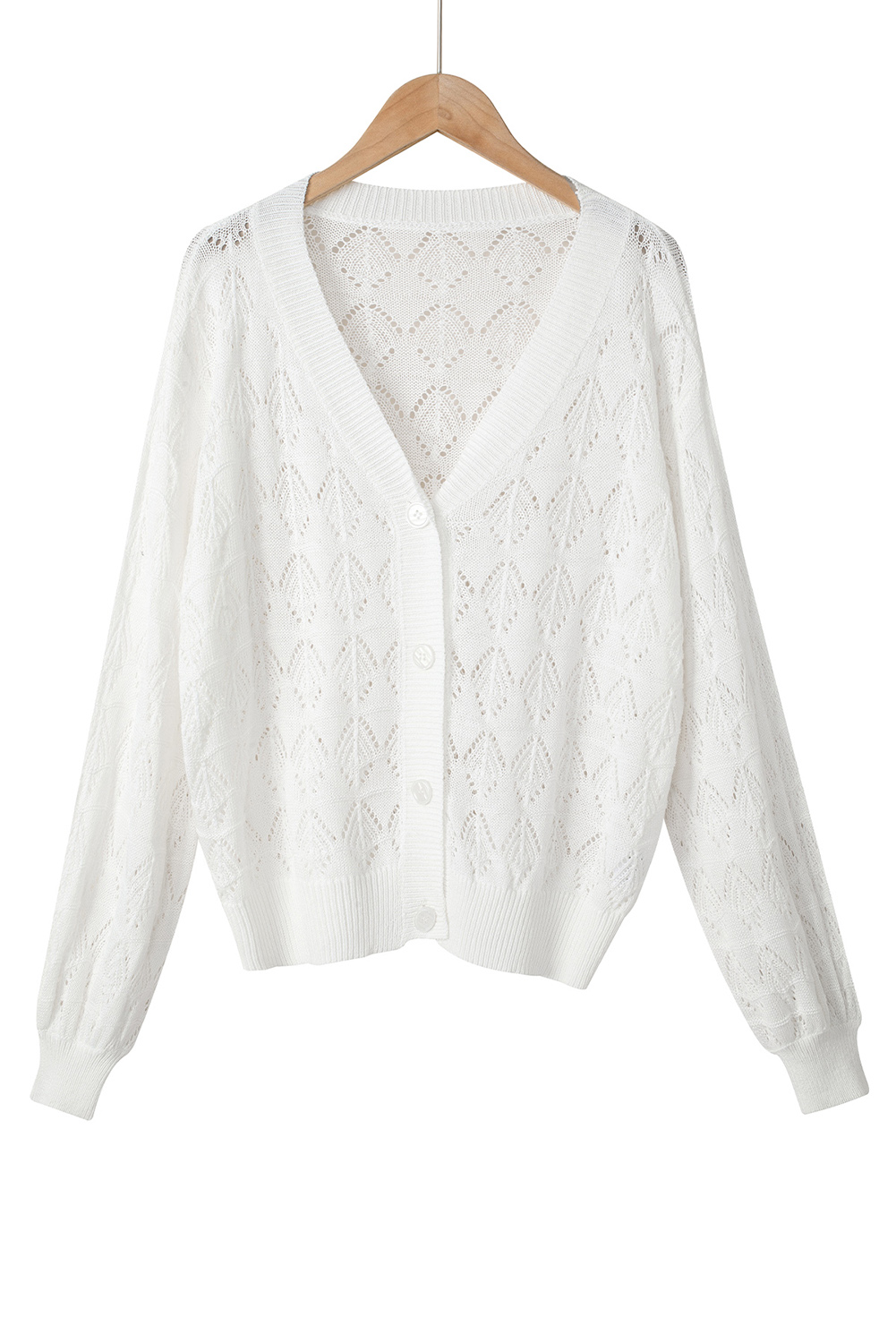 Fiery Red Lightweight Buttoned Front Crochet Cardigan - loveforevers