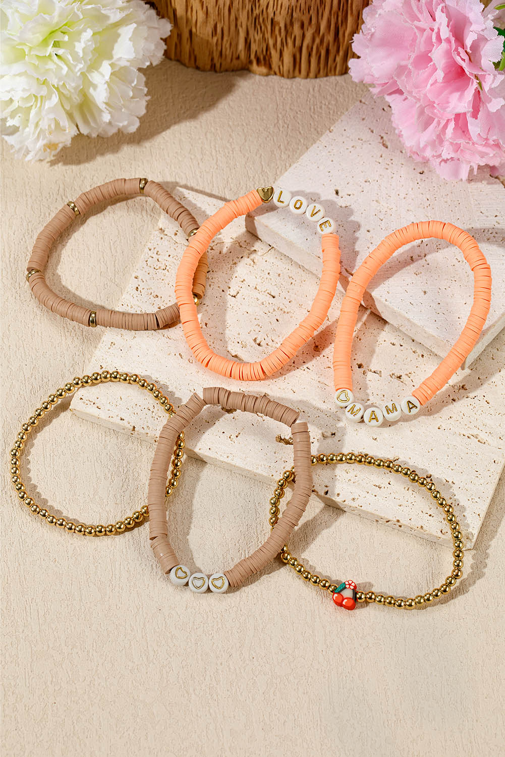 Gold Mama Love Heart Beaded Multi Layer Bracelet - loveforevers