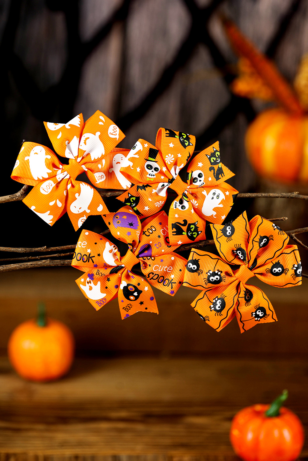 Citrus Halloween Random Pattern Bow Halloween Hair Clip - loveforevers