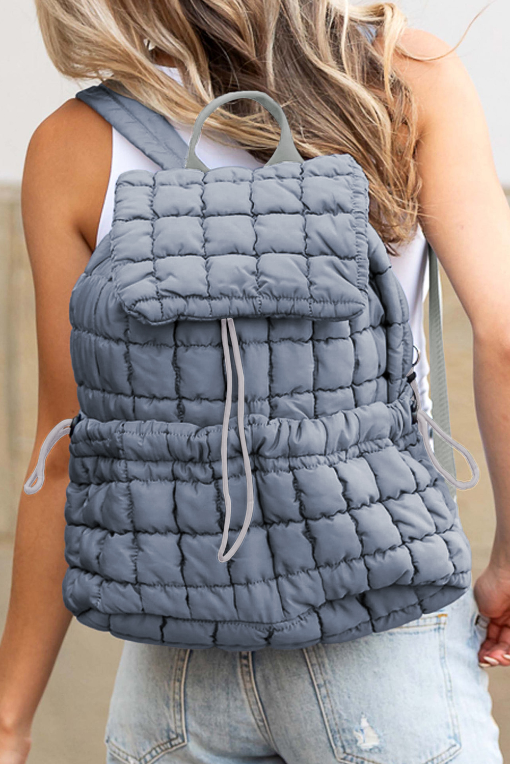 Black Solid Flapped Quilted Puffer Backpack - loveforevers