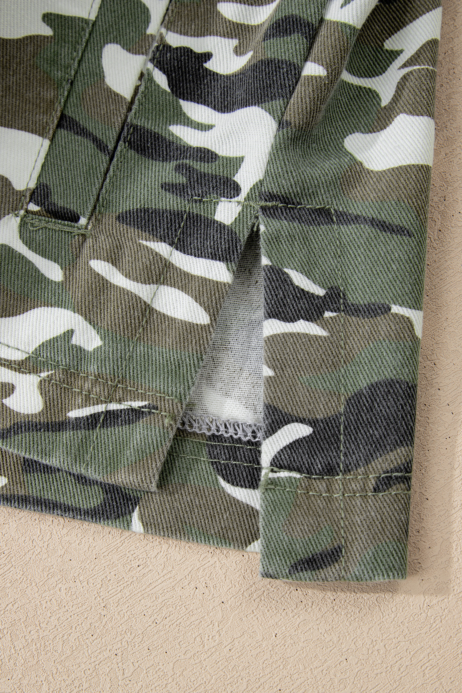 Green Camo Chest Pockets Loose Jean Jacket - loveforevers