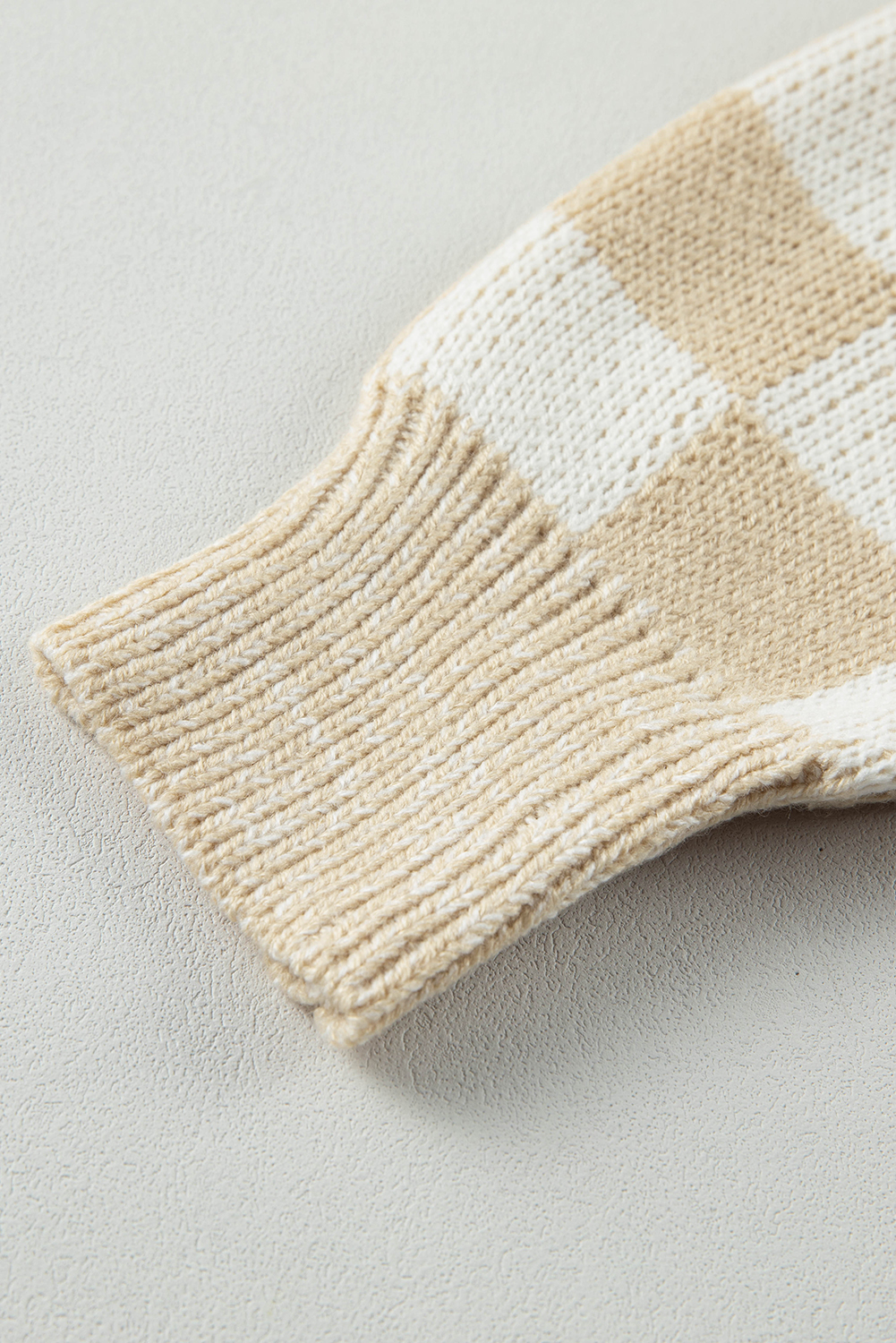 Flaxen Checkered Print Drop Shoulder Sweater - loveforevers