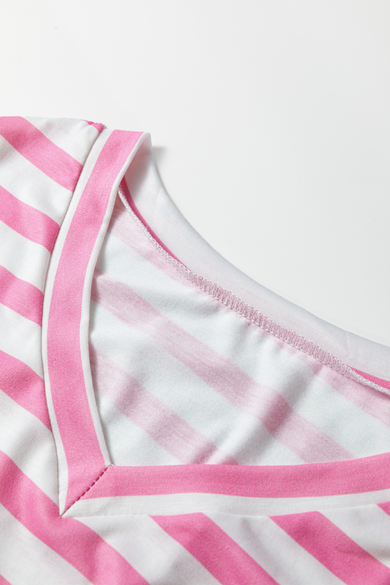 Sky Blue Stripe V Neck Patched Pocket Casual T Shirt - loveforevers