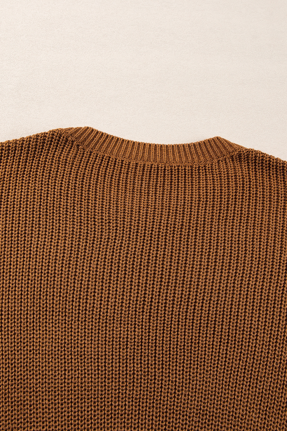 Chestnut Beaded Drop Shoulder Round Neck Sweater - loveforevers