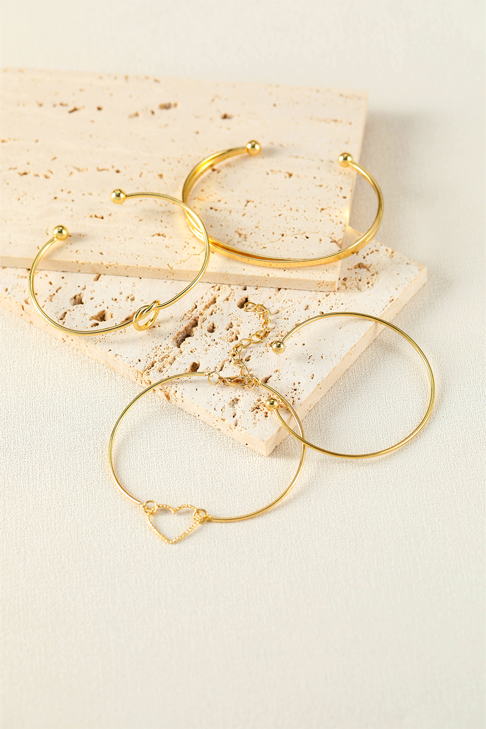 Gold Love Geometric Cross Plated Bracelet 4-piece Set - loveforevers