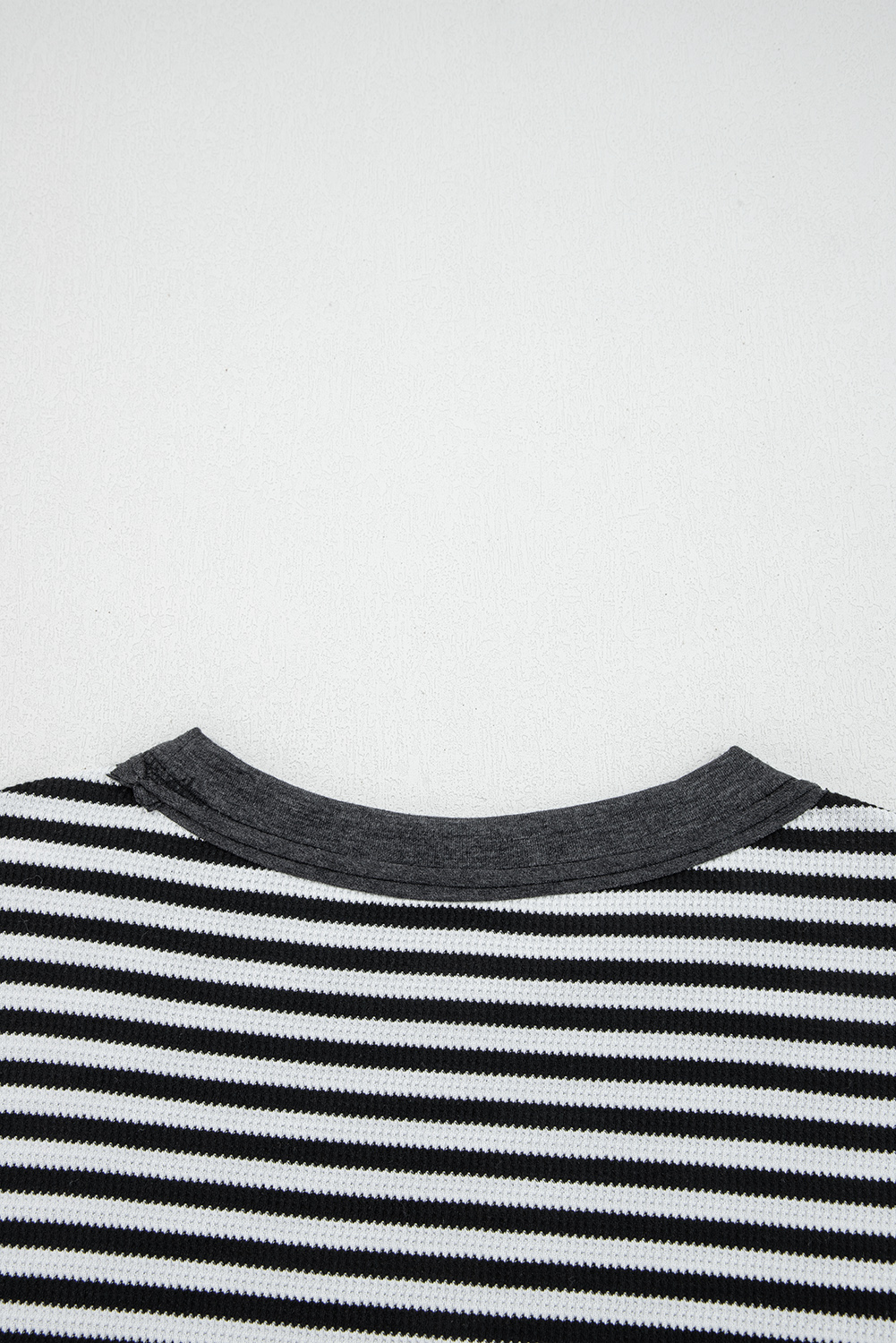 Dearlovers Green Stripe Thermal Knit Drop Shoulder Casual Top - loveforevers