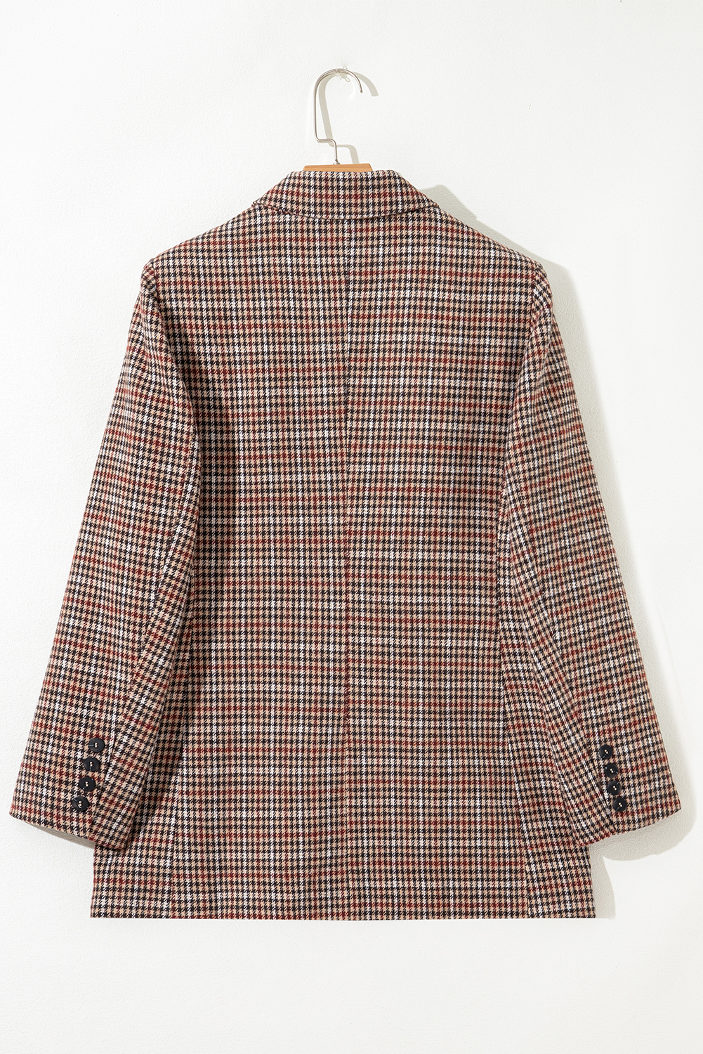 Brown Houndstooth Lapel Collar Blazer - loveforevers