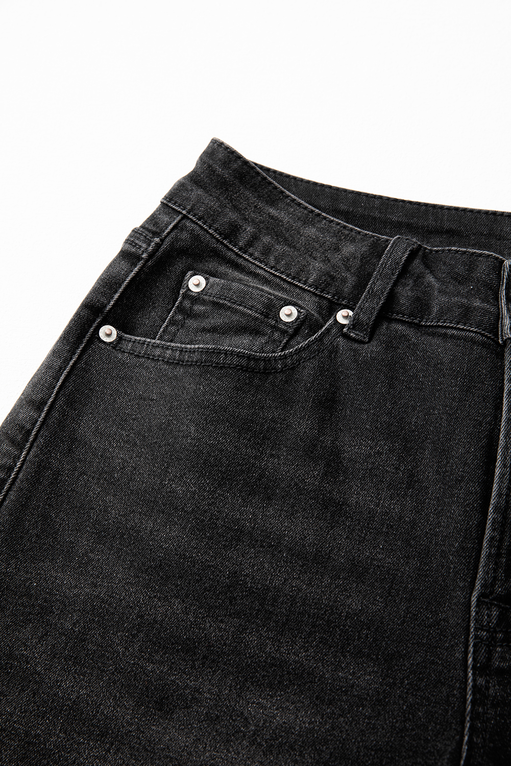 Real Teal Raw Hem Unique Cuffs Straight High Rise Loose Jeans - loveforevers