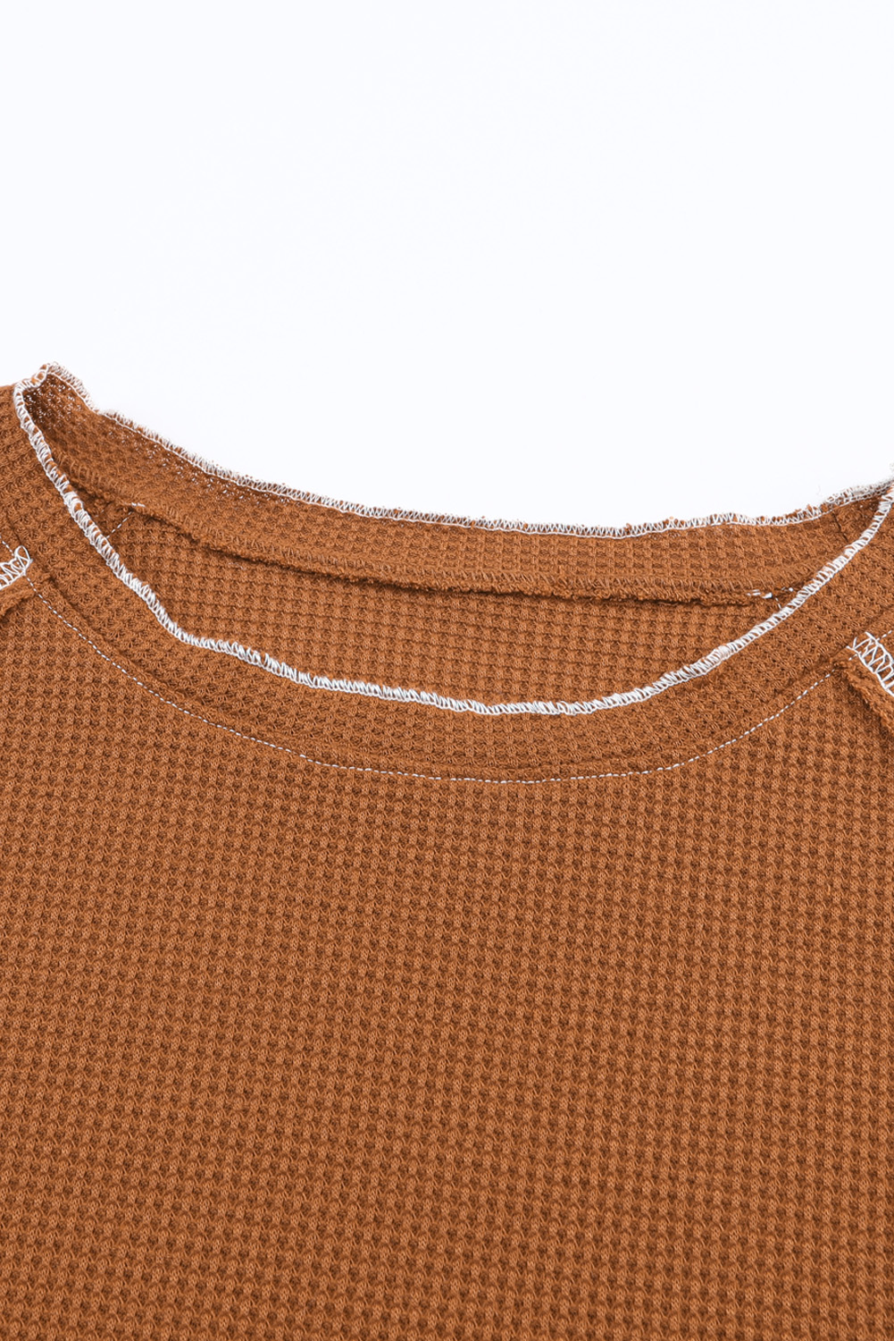 Smoke Gray Textured Round Neck Long Sleeve Top - loveforevers