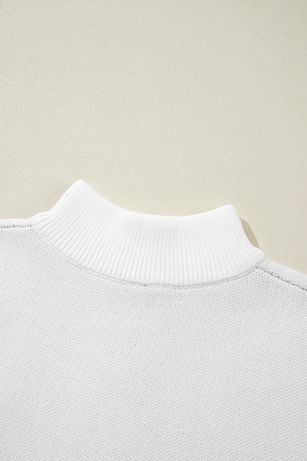 Parchment Contrast Flower Half Zipper Stand Neck Sweater - loveforevers