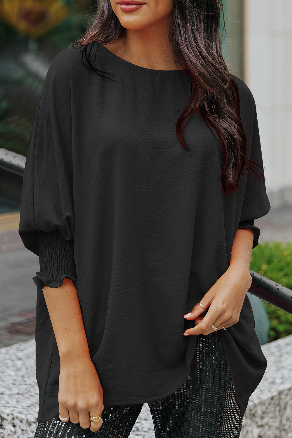 Green Smocked Wrist Shift Top - loveforevers