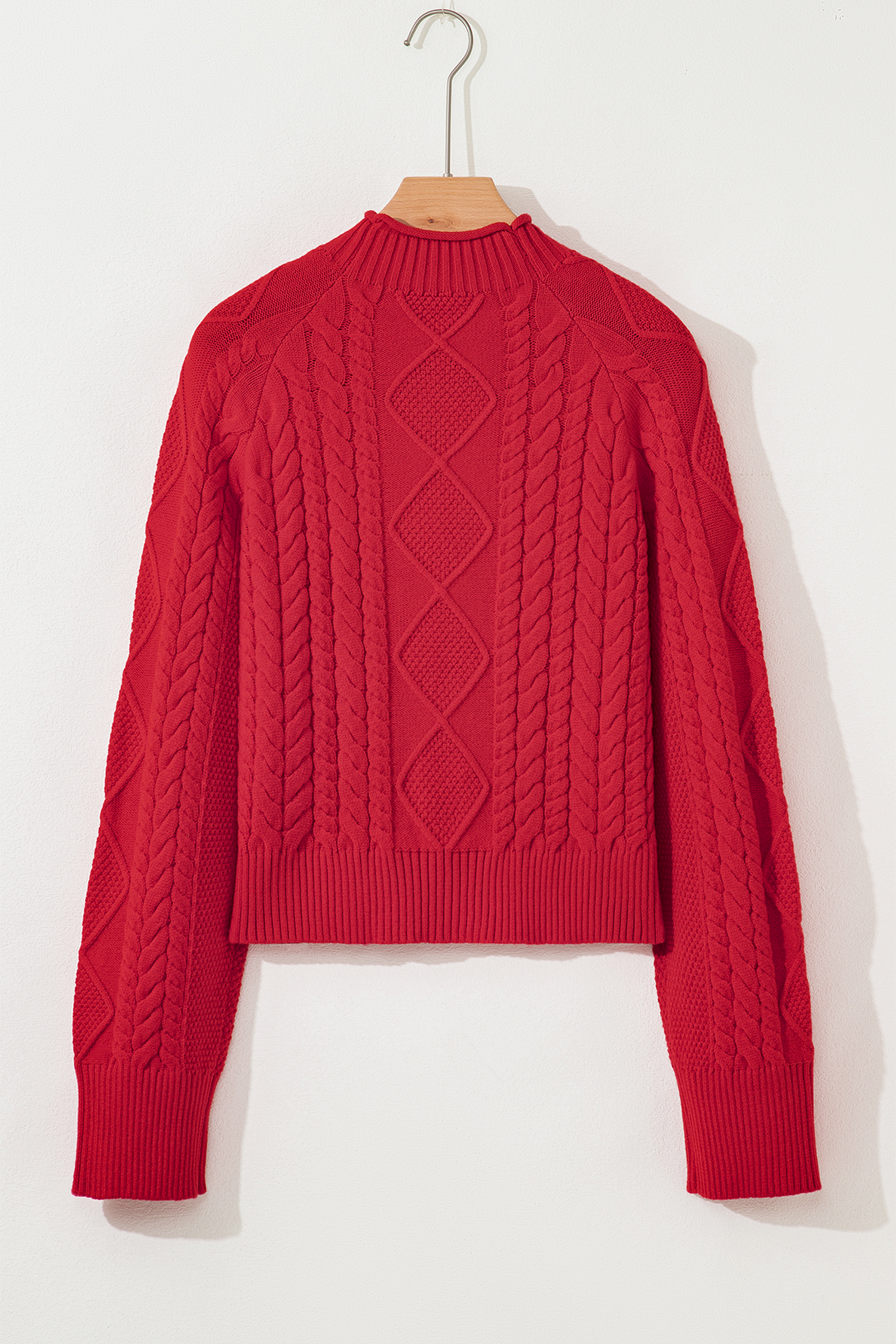 Fiery Red Cable Knit Baggy Sweater - loveforevers