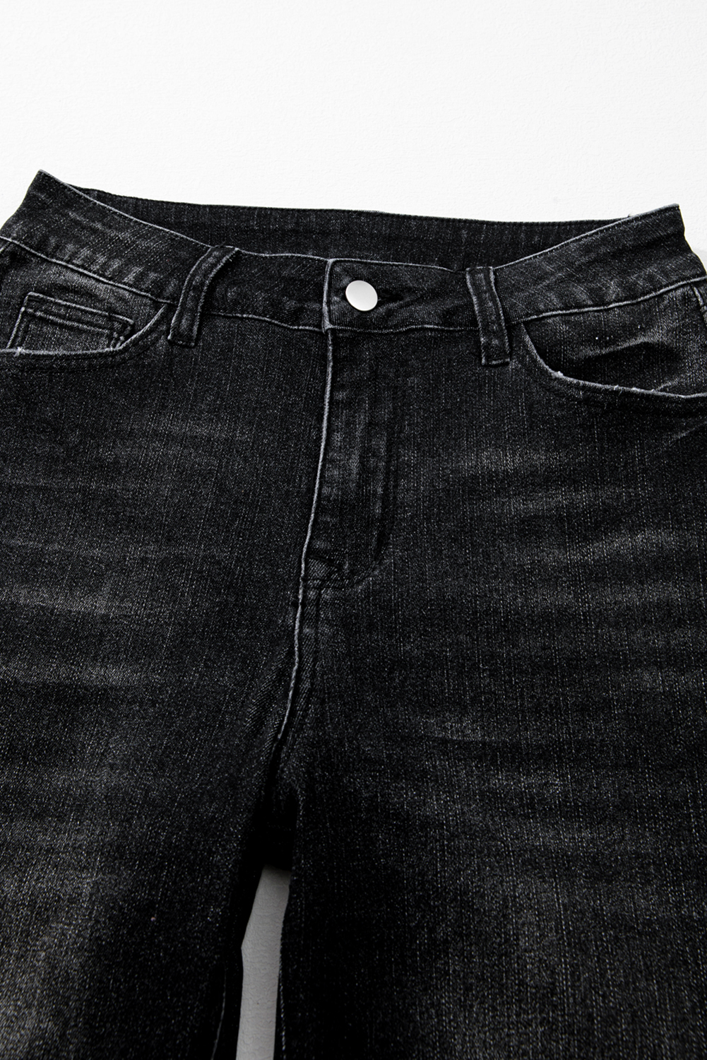 Carbon Grey Mineral Wash Raw Hem High Waist Flared Jeans - loveforevers
