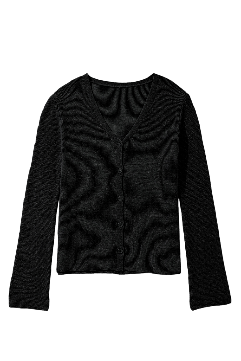 Moss Green Lightweight Ribbed Knit Button Front V Neck Cardigan - loveforevers