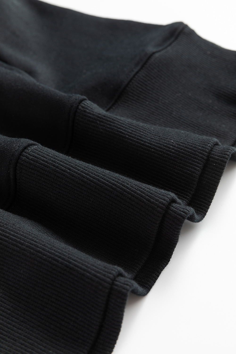 Black Drop Shoulder Crisscross Stitching Pocketed Loose Sweatshirt - loveforevers
