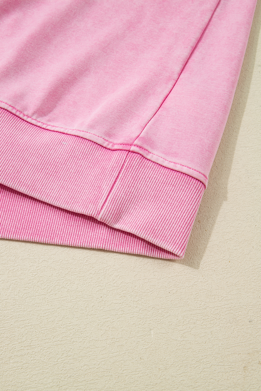 Bright Pink Mineral Wash Crossed Crew Neck Drop Shoulder Loose Sweatshirt - loveforevers