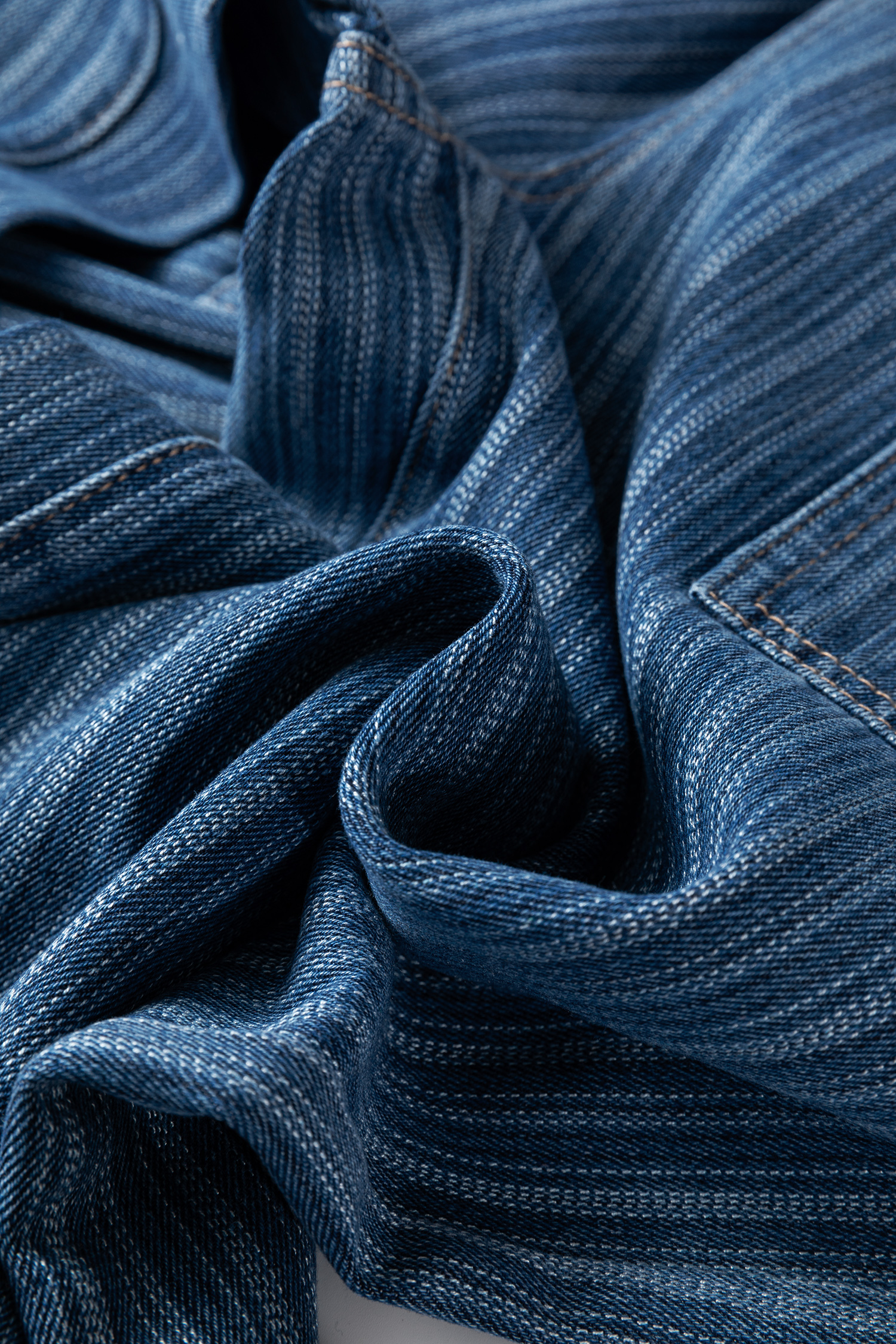 Blue Stripe Contrasted Drawstring Pocketed Loose Jeans - loveforevers