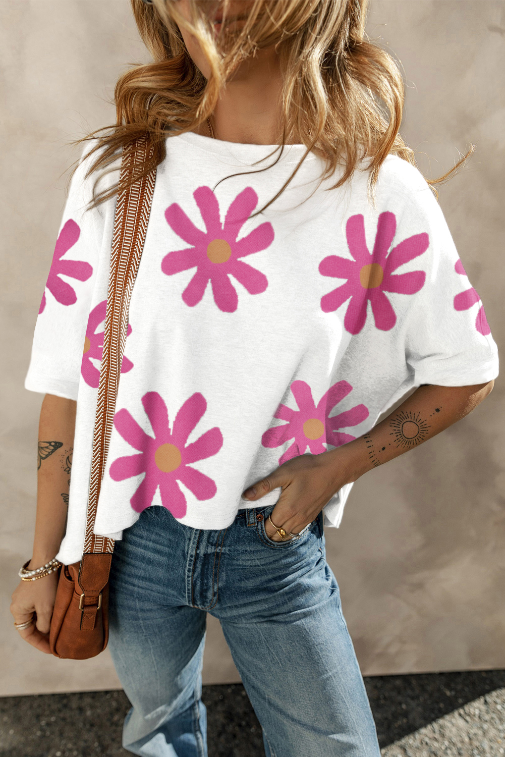 White Daisy Flower Printed Casual T Shirt - loveforevers