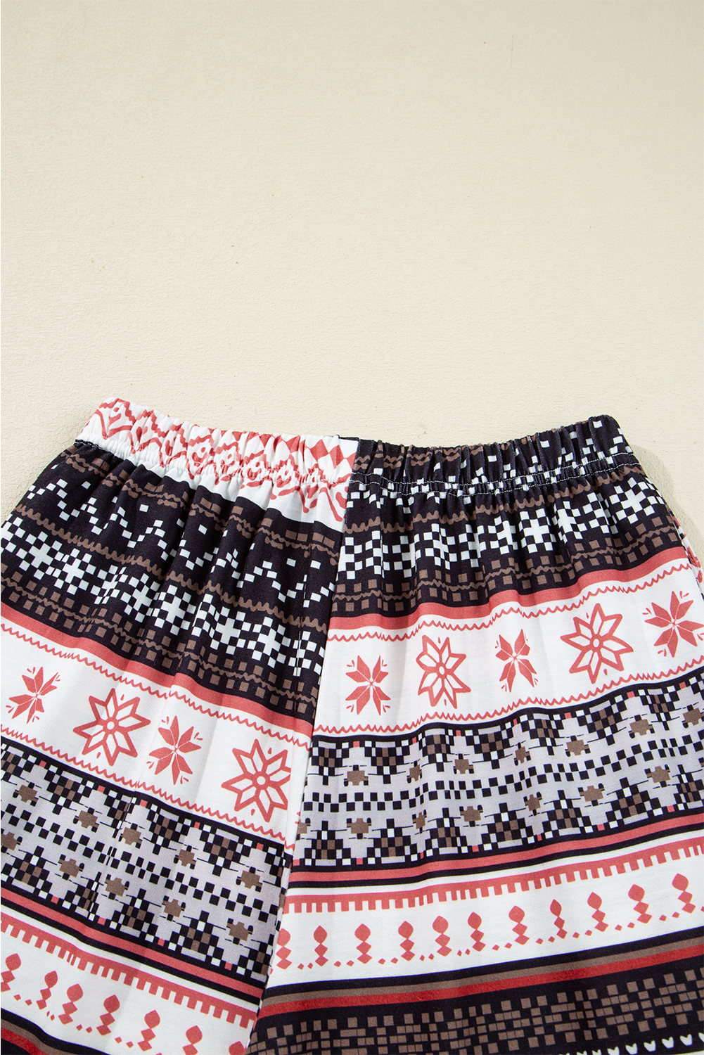 Black Retro Christmas Pattern Loose Pullover 2pcs Lounge Pant Set - loveforevers