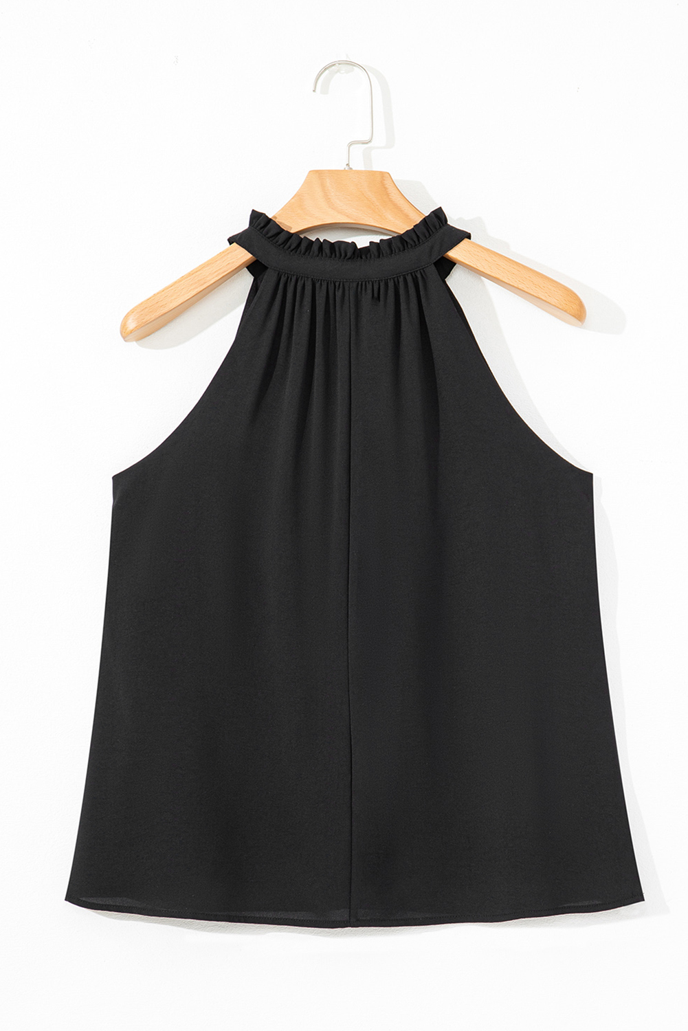 Black Pinched V Neck Tie Loose Tank Top - loveforevers