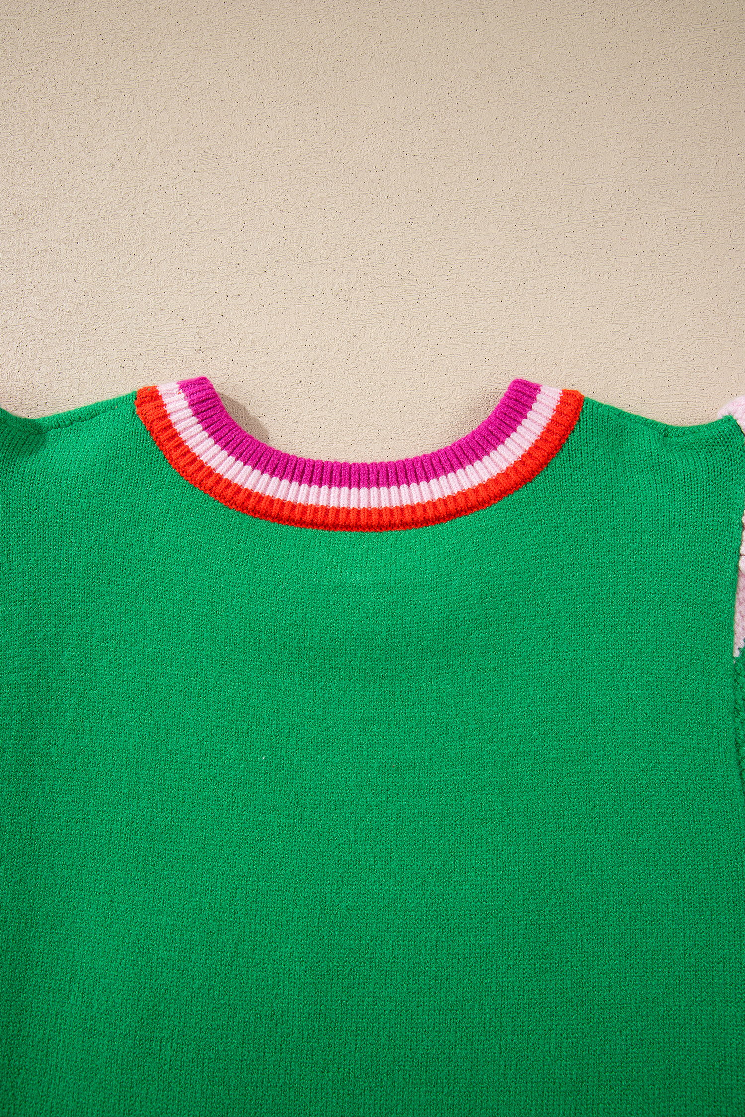 Bright Green Shiny Lucky Striped Flutter Sleeve Round Neck Sweater - loveforevers